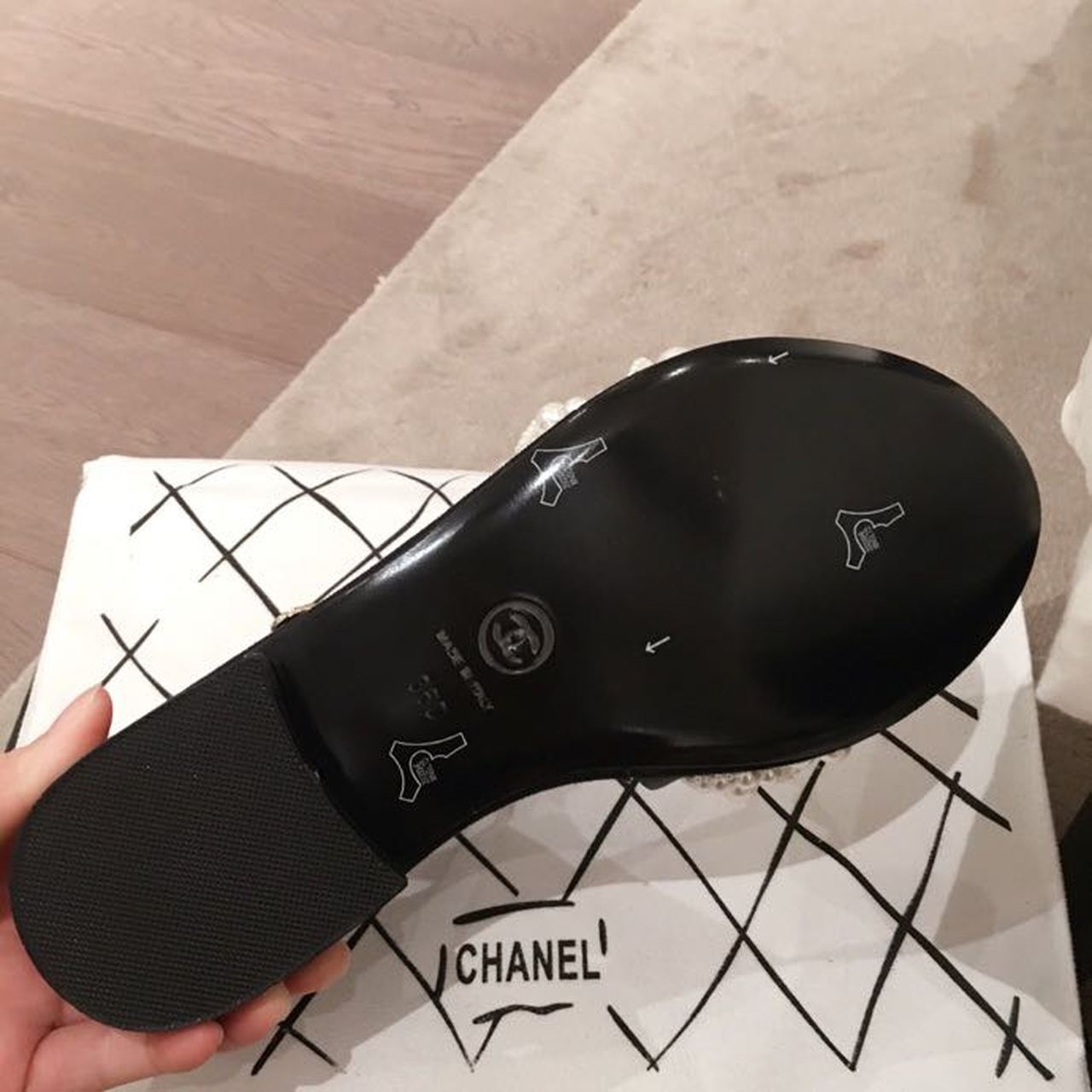 Chanel Pearl Embellished Quilted Sandals Calfskin Leather Spring/Summer Collection, Black