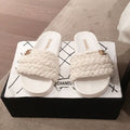 Chanel Pearl Beaded Embellished Sandals Calfskin Leather Spring/Summer Collection White