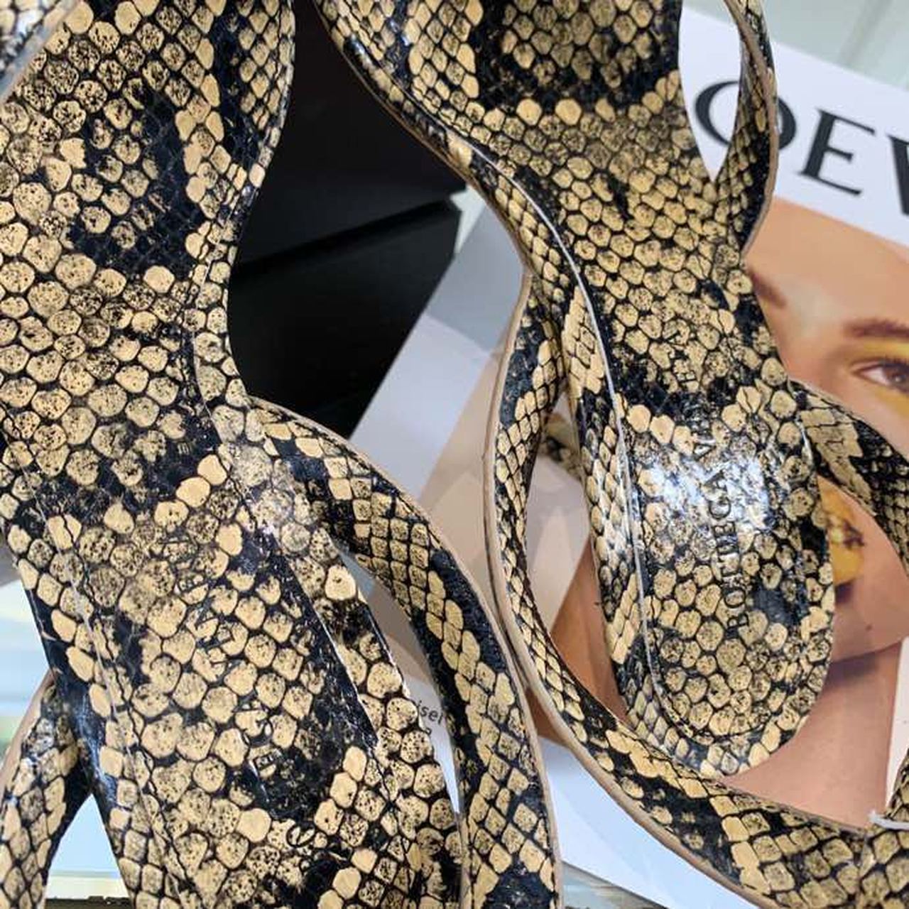 Bottega Veneta Spiral Sandals 80mm Python Print Calfskin Leather Spring/Summer 2020 Collection, Beige