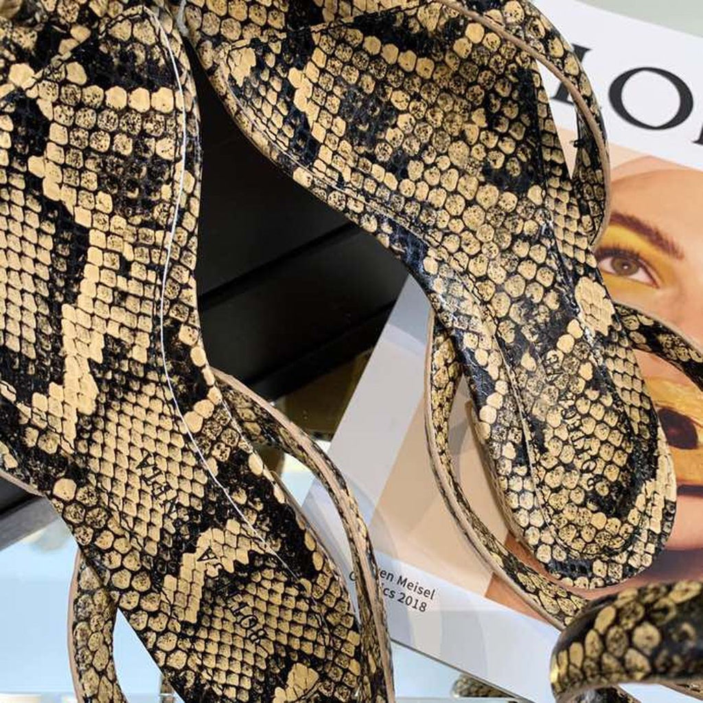 Bottega Veneta Flat Sandals Python Print Calfskin Leather Spring/Summer 2020 Collection, Beige