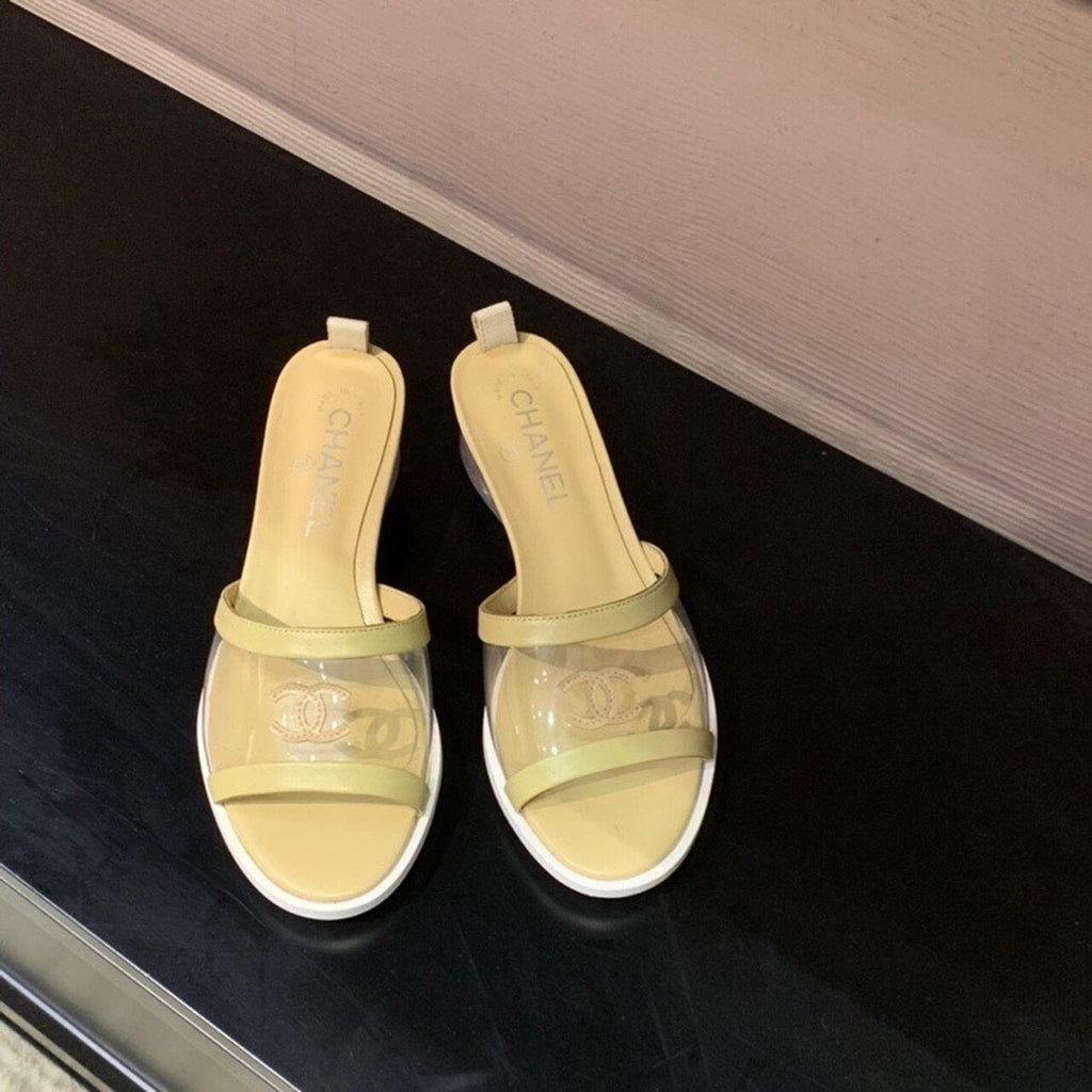 Chanel Transparent PVC Mules & Lambskin Leather Spring/Summer Collection, Beige