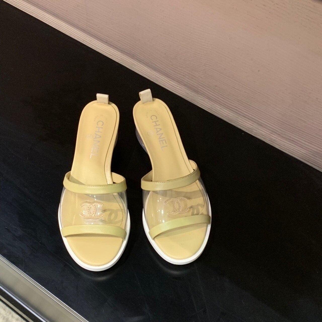 Chanel Transparent PVC Mules & Lambskin Leather Spring/Summer Collection, Beige