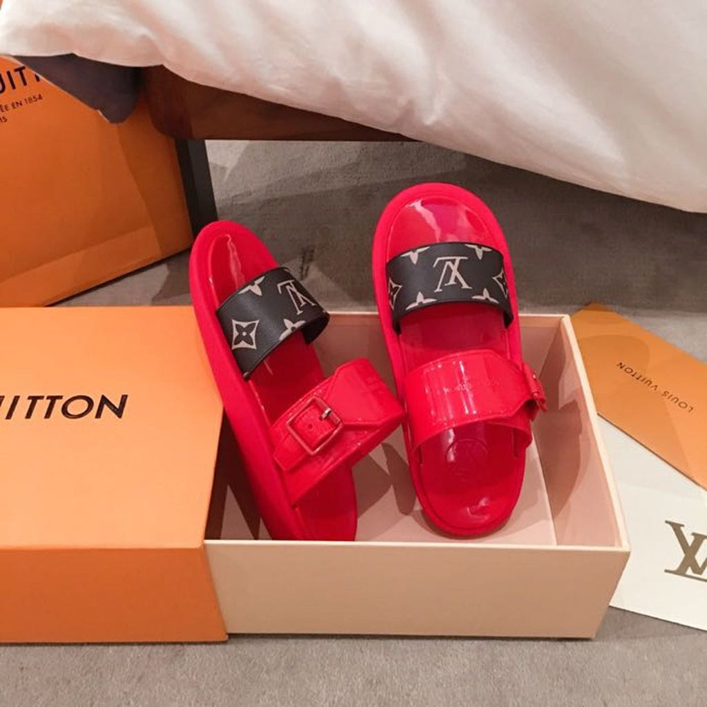 Louis Vuitton Sunbath Flat Mules PVC Spring/Summer Collection 1A66XP, Corail