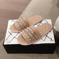 Chanel Pearl Embellished Quilted Slippers PVC/Lambskin Leather Spring/Summer Collection, Beige