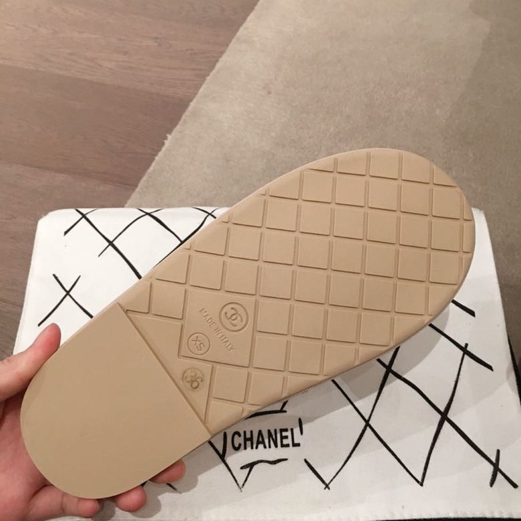 Chanel Pearl Embellished Quilted Slippers PVC/Lambskin Leather Spring/Summer Collection, Beige