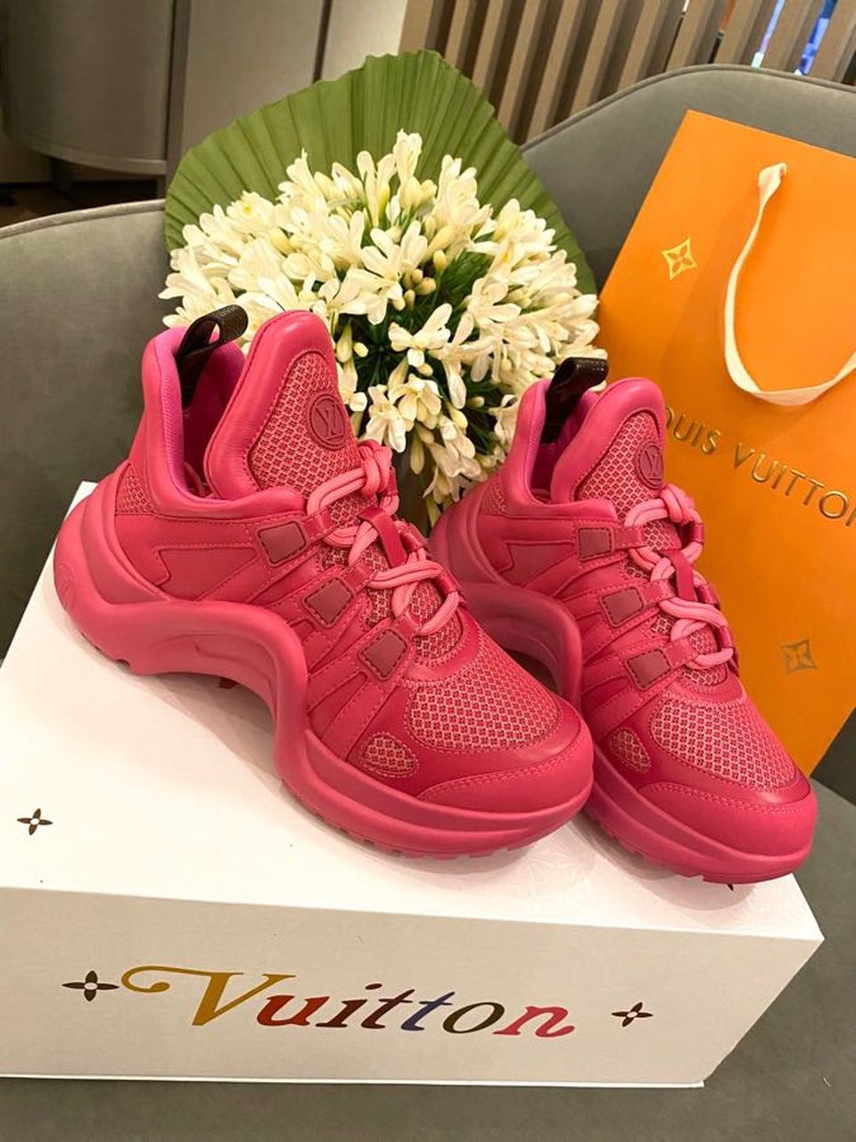 Louis Vuitton Archlight Sneakers Calfskin Leather Spring/Summer Collection 1A589P, Pink