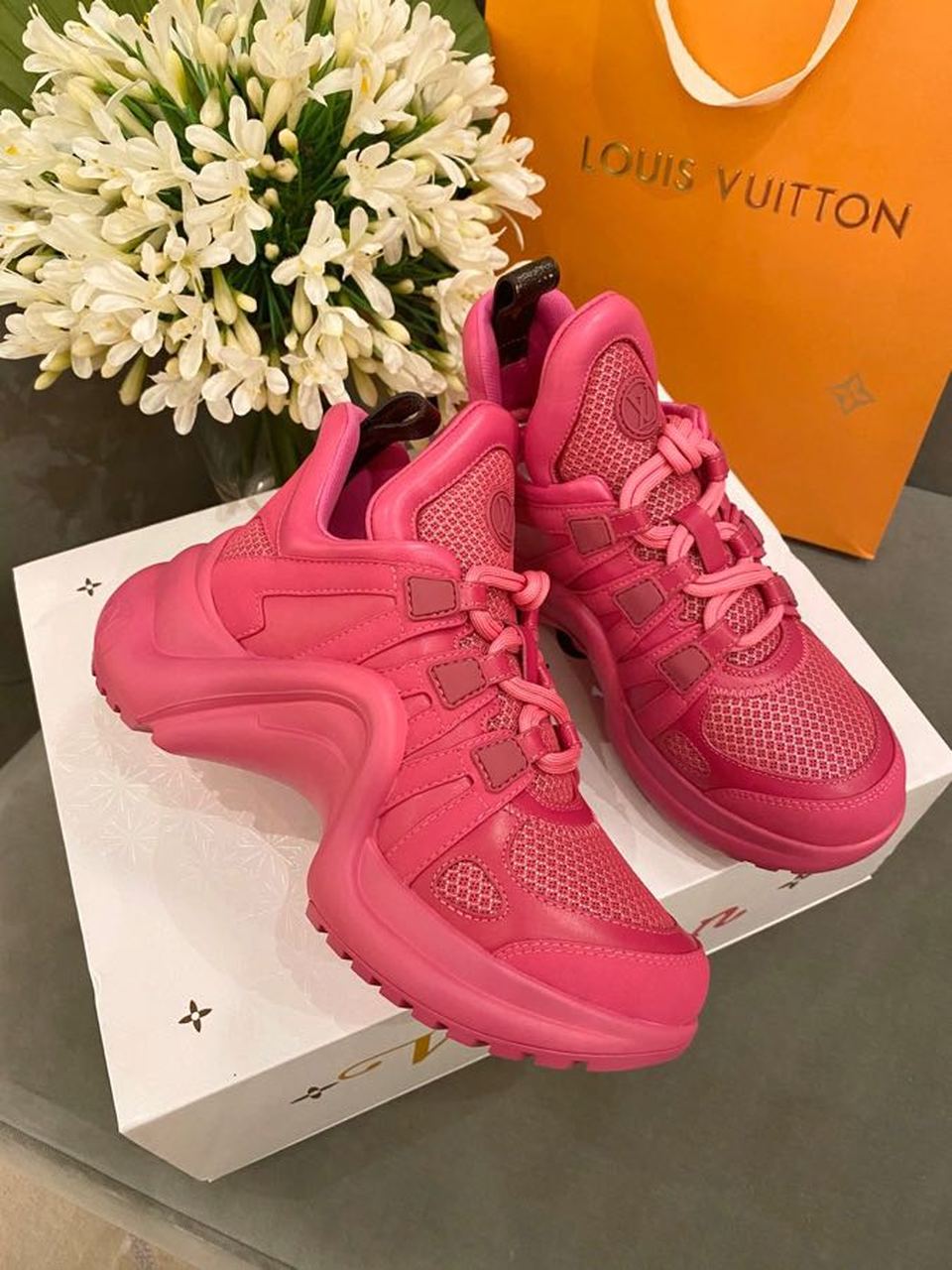 Louis Vuitton Archlight Sneakers Calfskin Leather Spring/Summer Collection 1A589P, Pink