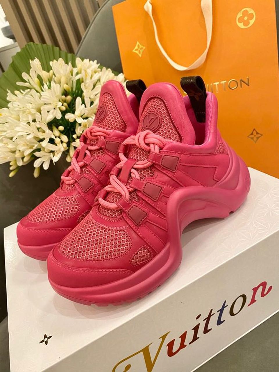 Louis Vuitton Archlight Sneakers Calfskin Leather Spring/Summer Collection 1A589P, Pink