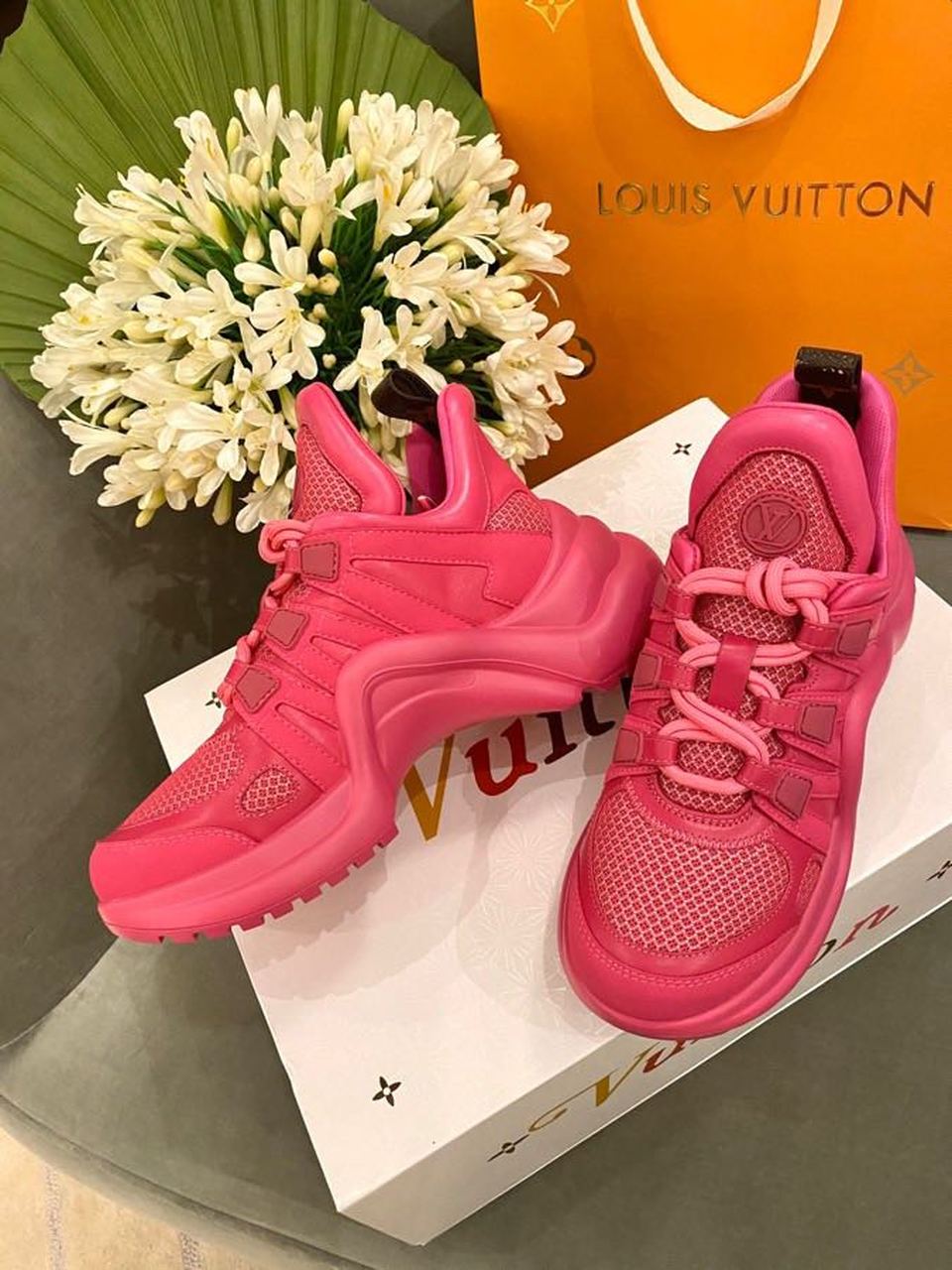 Louis Vuitton Archlight Sneakers Calfskin Leather Spring/Summer Collection 1A589P, Pink