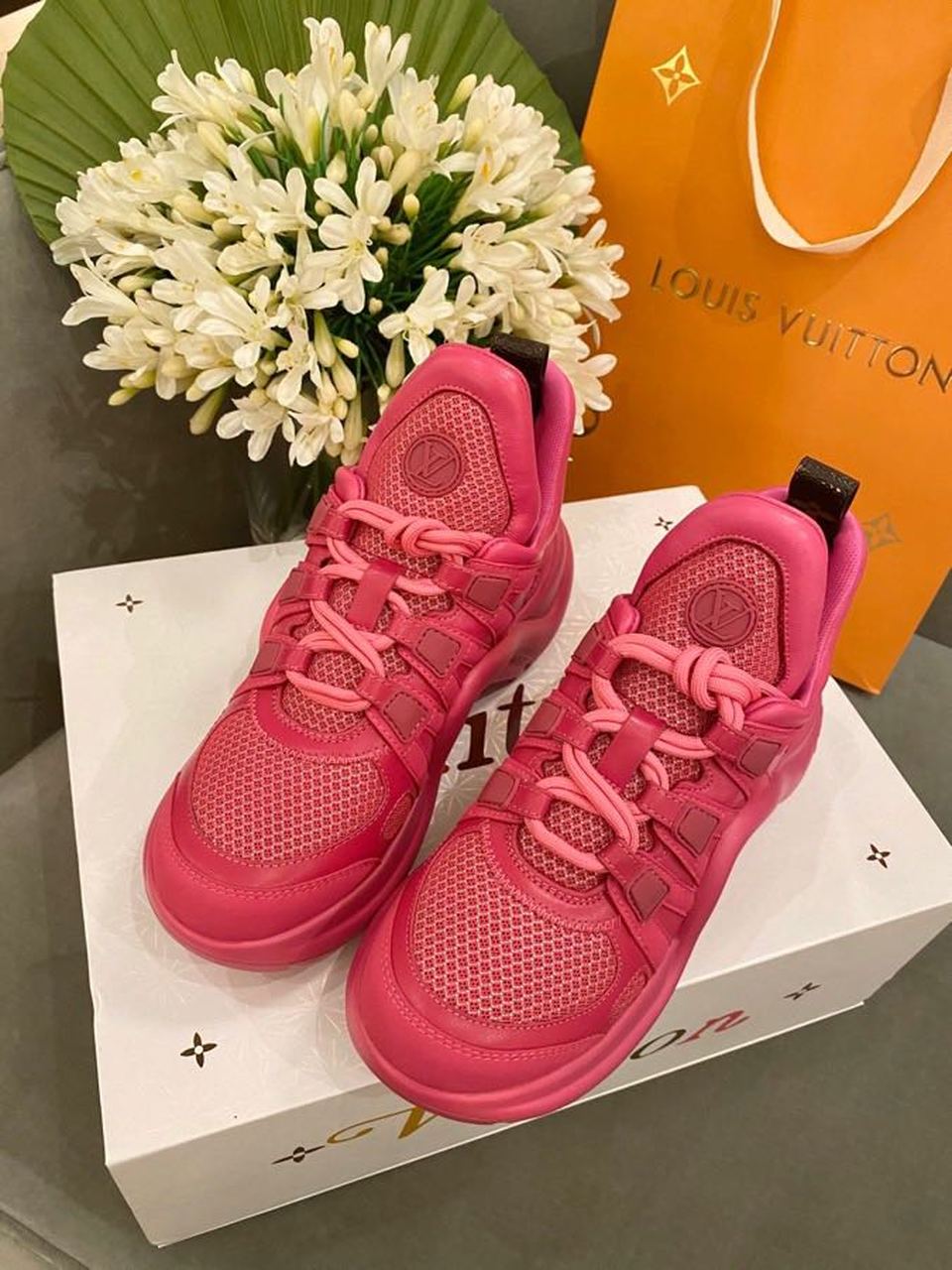 Louis Vuitton Archlight Sneakers Calfskin Leather Spring/Summer Collection 1A589P, Pink