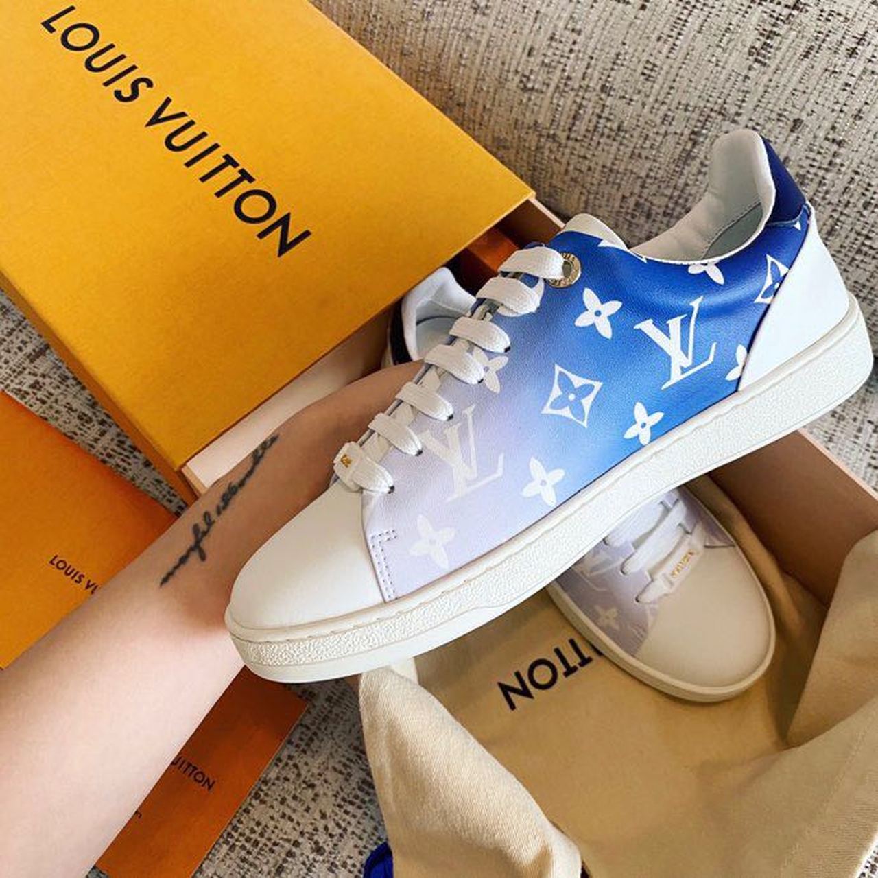 Louis Vuitton Tie Dye Escale Luxembourg Sneakers Calfskin Leather Spring/Summer Collection Blue