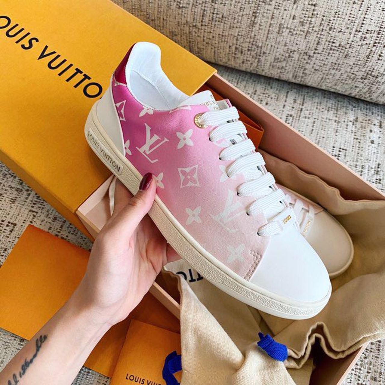 Louis Vuitton Tie Dye Escale Luxembourg Sneakers Calfskin Leather Spring/Summer Collection Rouge