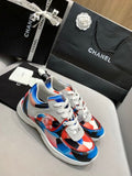 Chanel Nylon Trainer Sneakers Lambskin & Suede Leather Spring/Summer Collection White/Red/Multicolor
