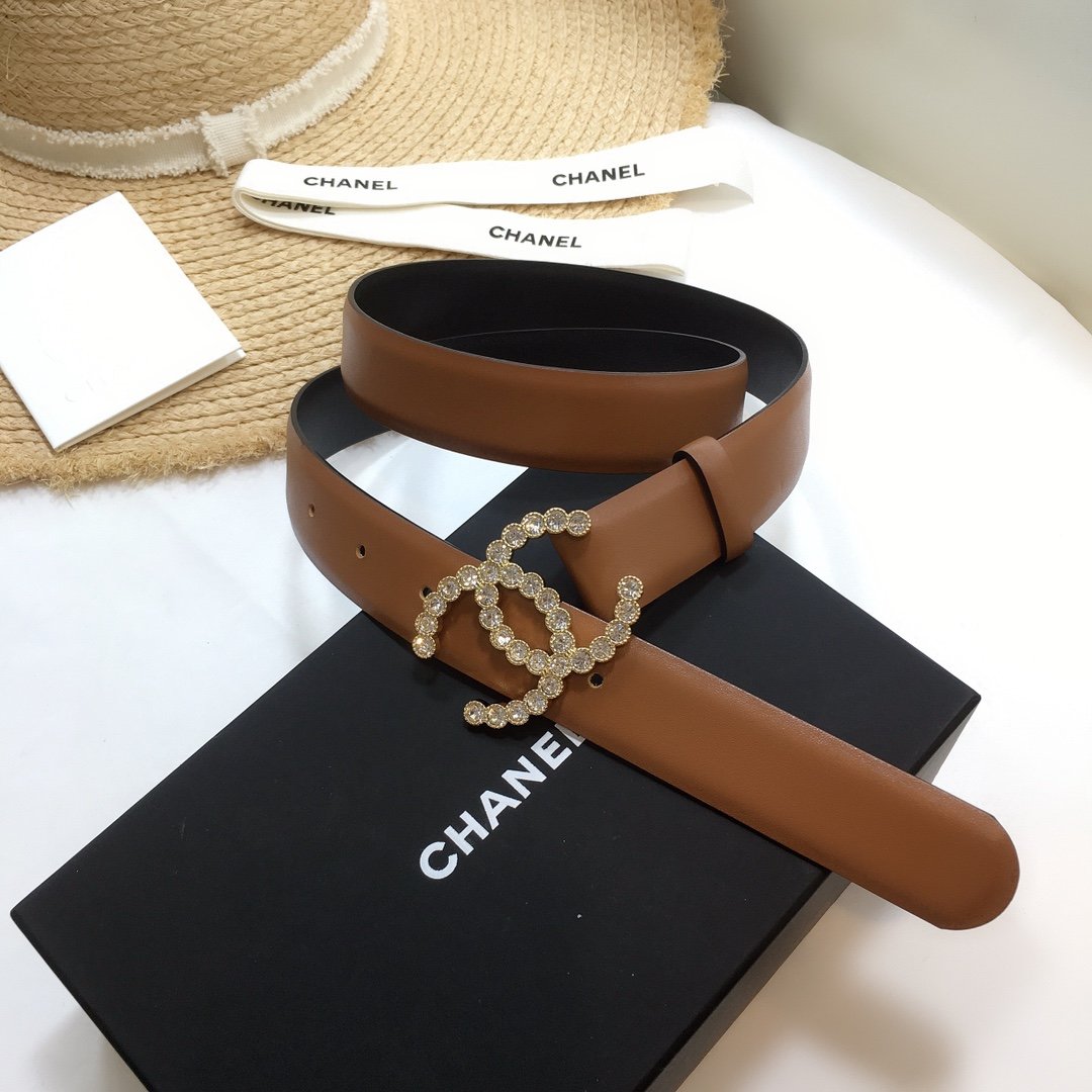 Chanel Belt With Beaded Buckle Brown