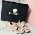 Chanel Nylon Trainer Sneakers Lambskin & Suede Leather Spring/Summer Collection, Light Pink/White