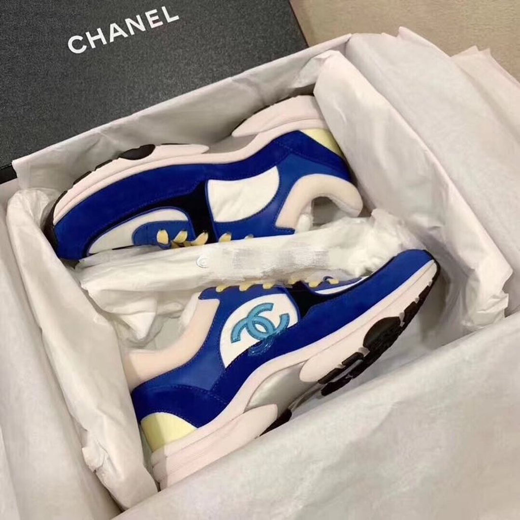 Chanel Nylon Trainer Sneakers Lambskin & Suede Leather Spring/Summer Collection Electric Blue