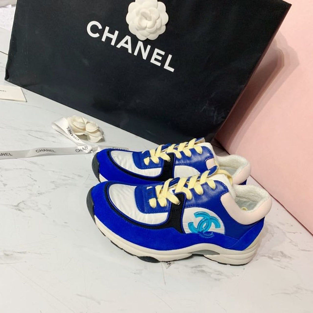 Chanel Nylon Trainer Sneakers Lambskin & Suede Leather Spring/Summer Collection Electric Blue