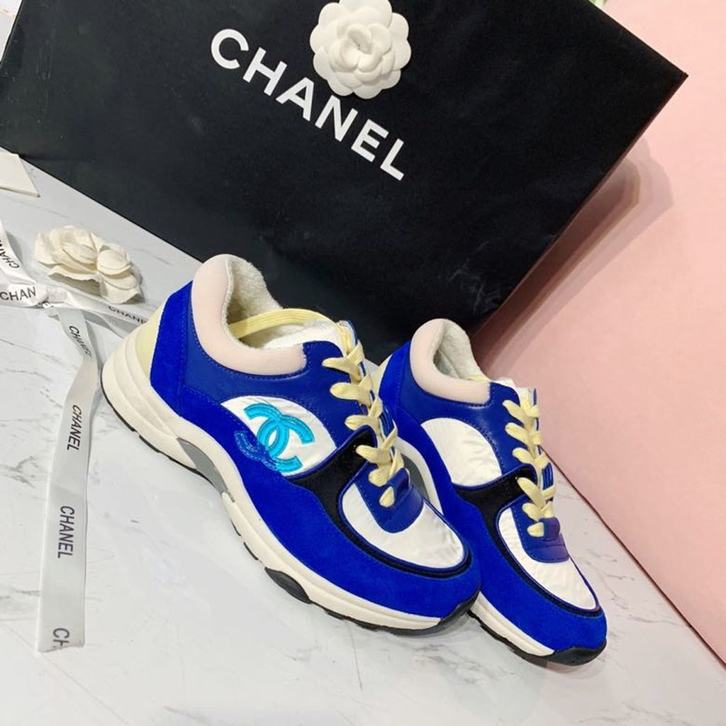 Chanel Nylon Trainer Sneakers Lambskin & Suede Leather Spring/Summer Collection Electric Blue