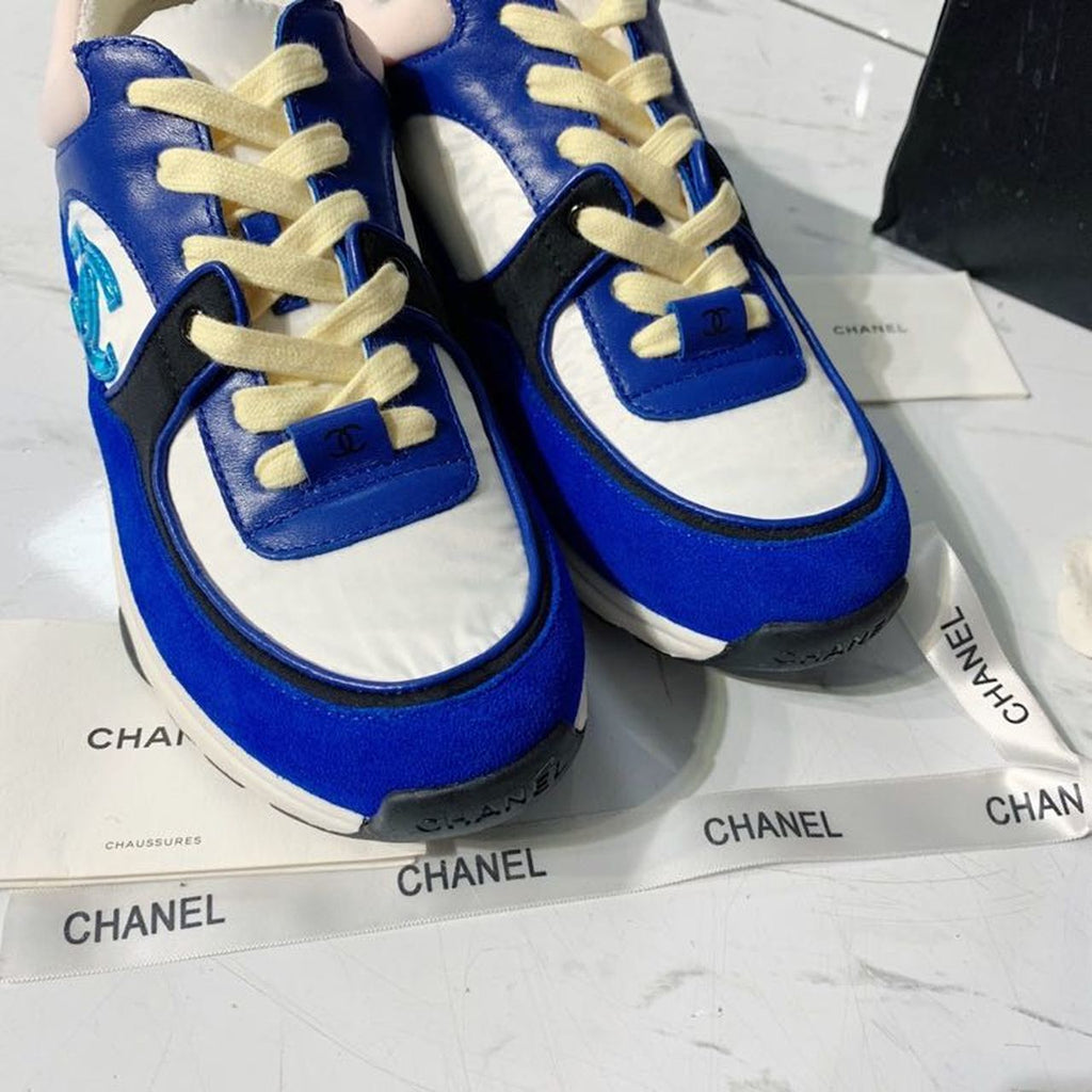 Chanel Nylon Trainer Sneakers Lambskin & Suede Leather Spring/Summer Collection Electric Blue