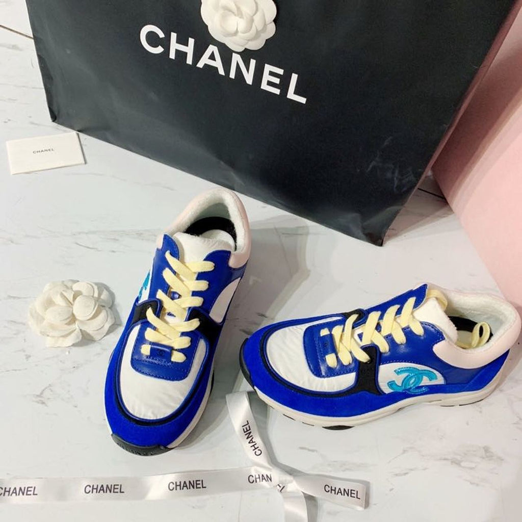 Chanel Nylon Trainer Sneakers Lambskin & Suede Leather Spring/Summer Collection Electric Blue