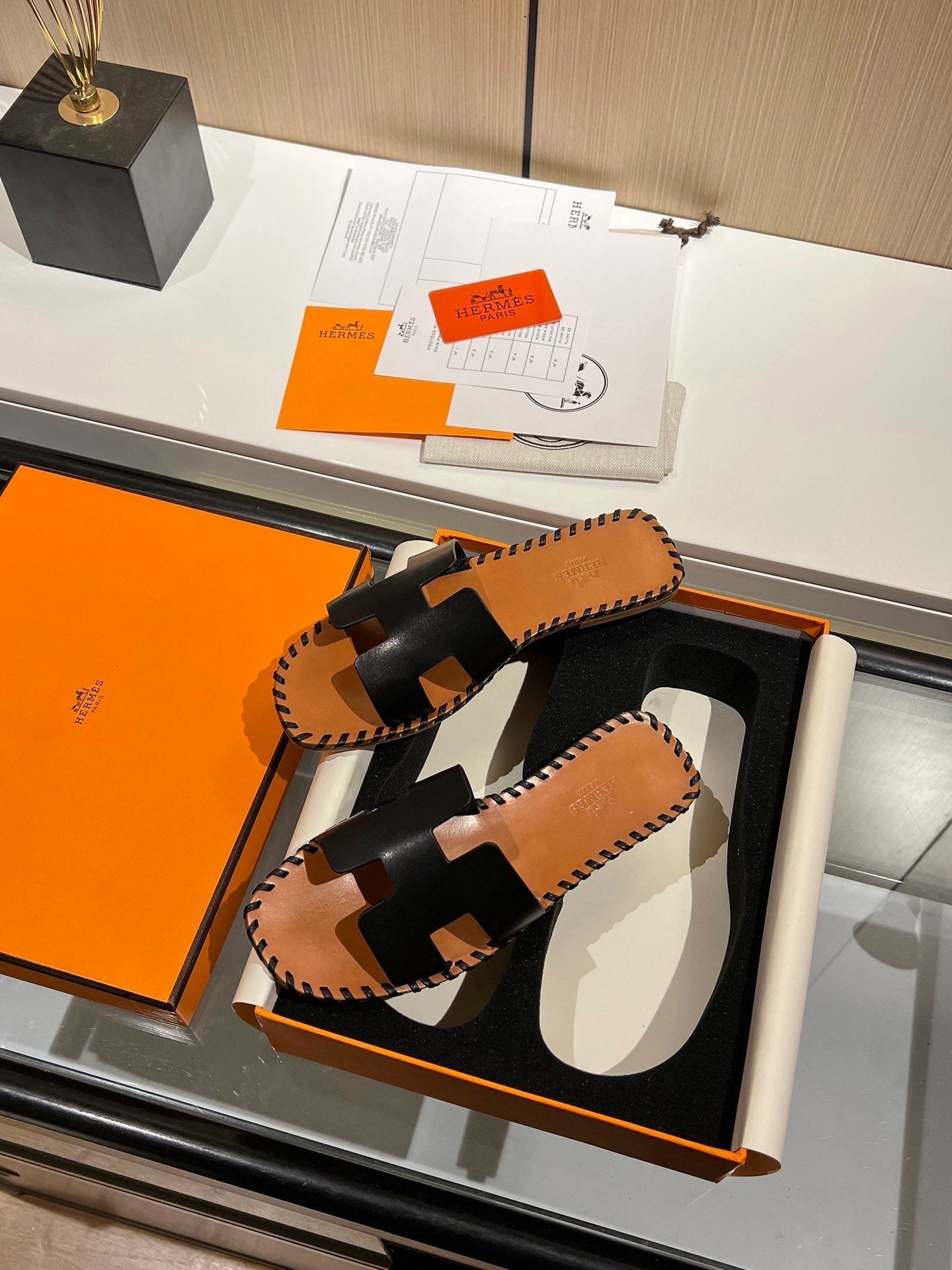 Hermes Oran Sandal Brown/Black