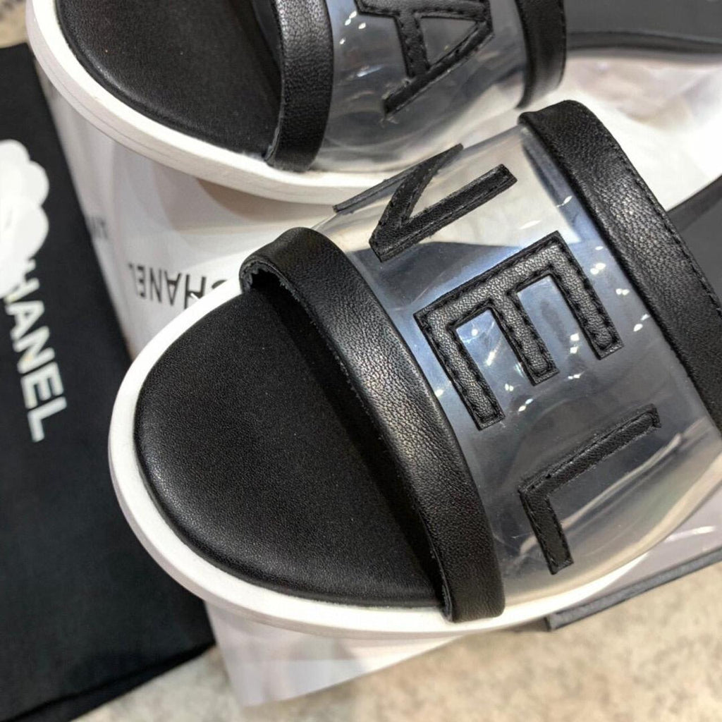 Chanel Transparent PVC Mules & Lambskin Leather Spring/Summer Collection Black