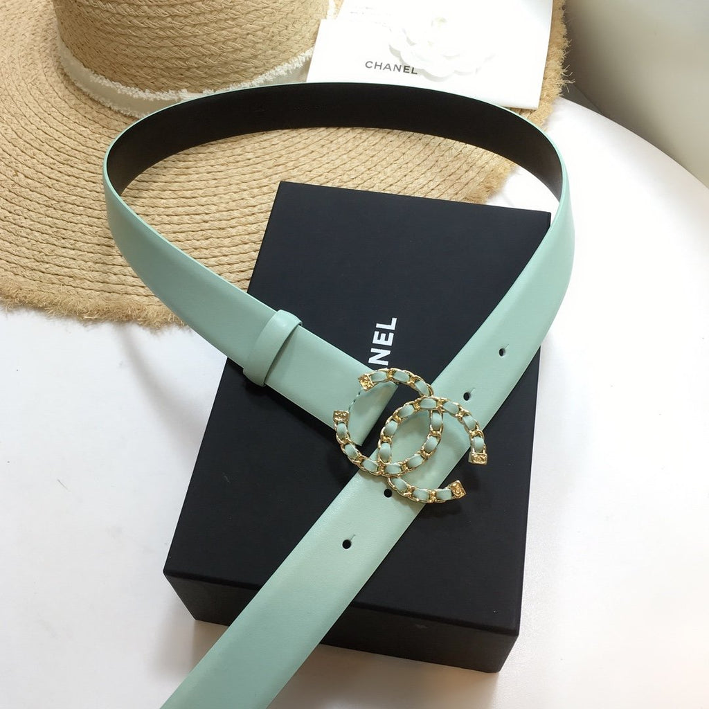 Chanel Belt With Double C Buckle Jade Green
