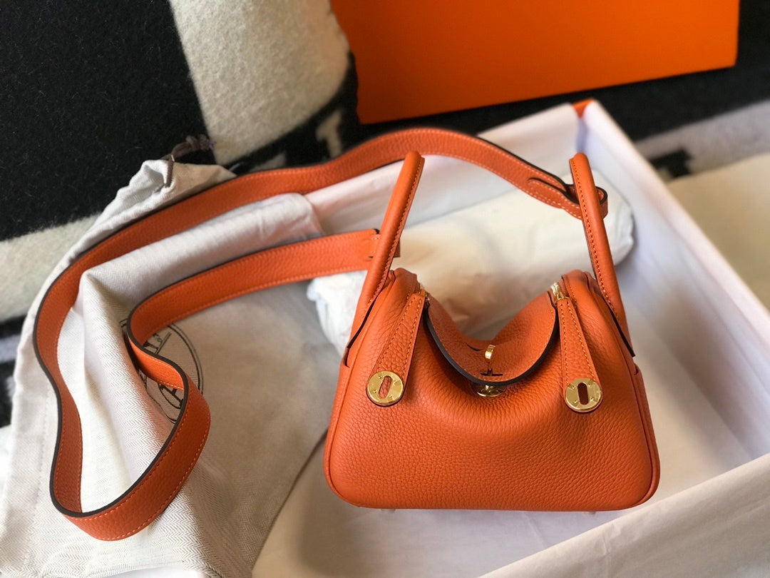 Hermes Lindy Mini 19cm Orange Bag
