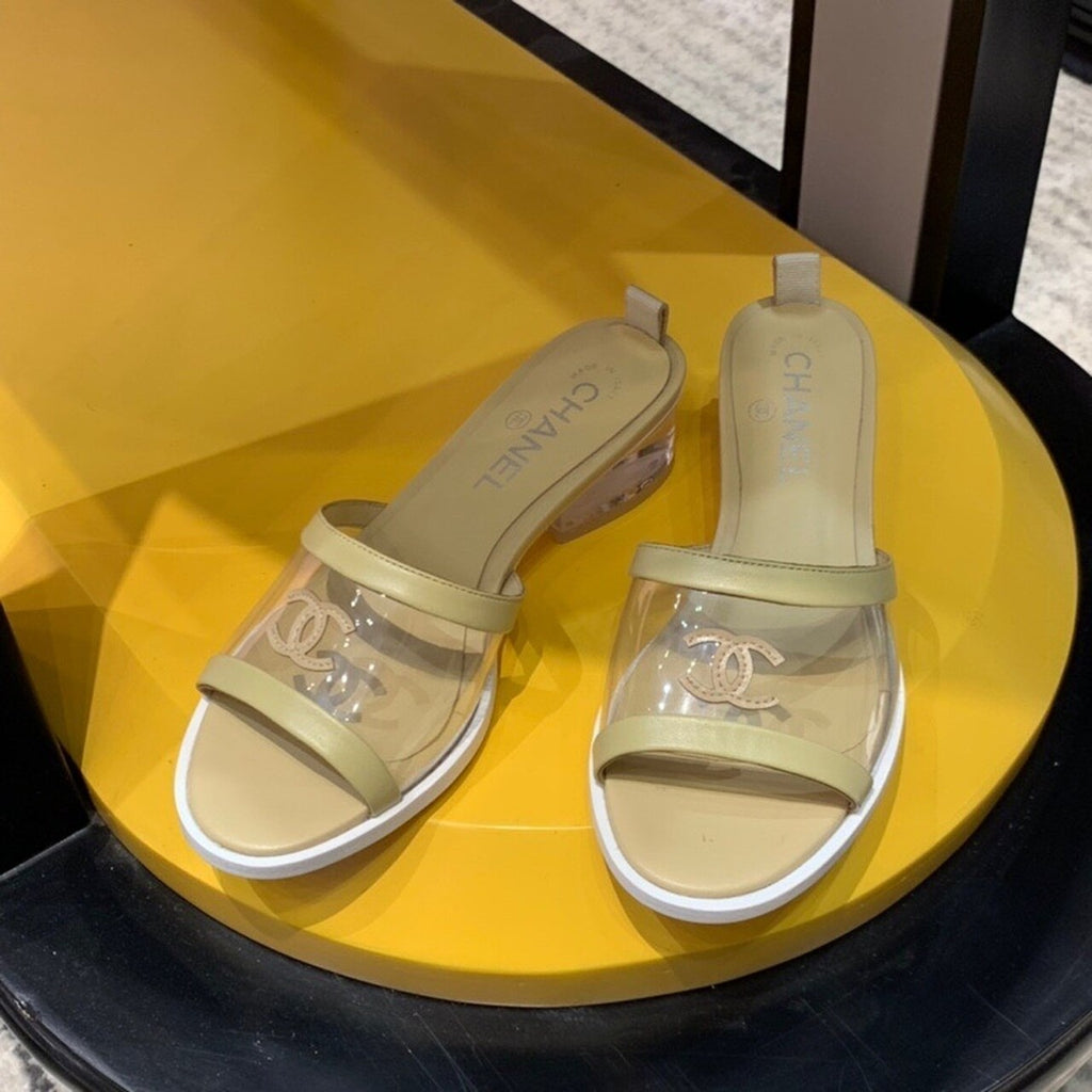 Chanel Transparent PVC Mules & Lambskin Leather Spring/Summer Collection, Beige