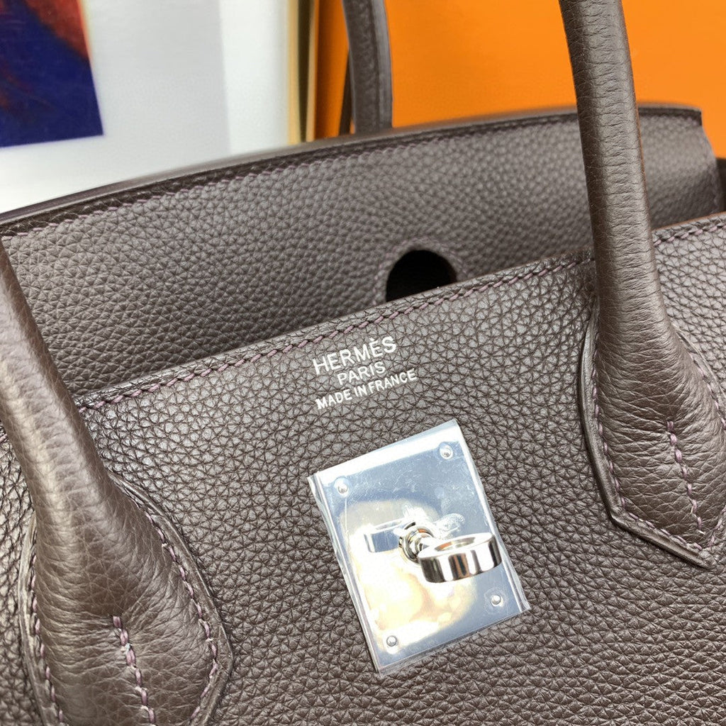 Hermes Birkin 30 Nata Swift Silver Hardware Dark Brown