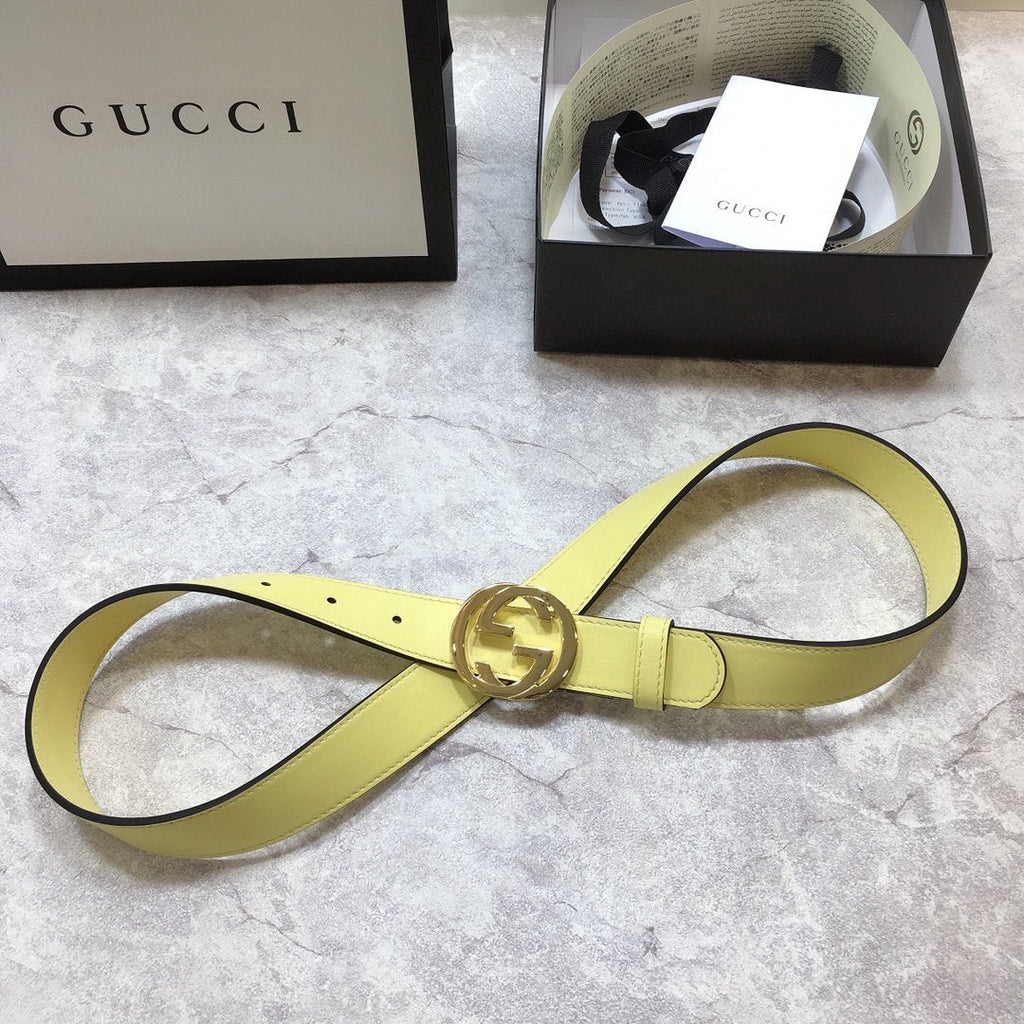 Gucci Belt With Double G Buckle Yellow