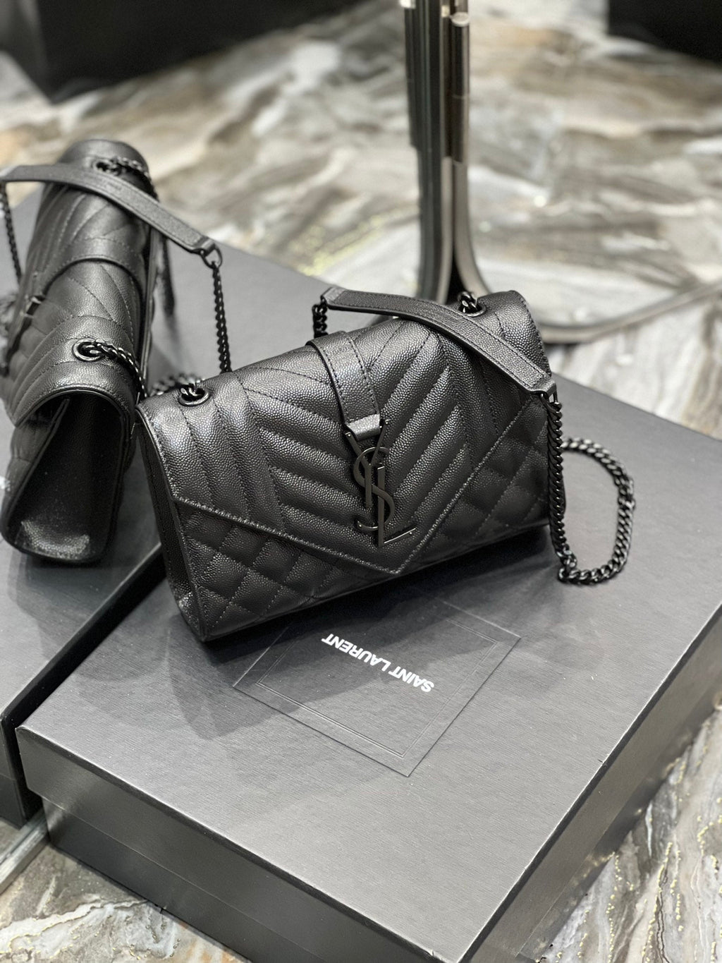 Saint Laurent Small Bag In Mix Matelasse 21cm Black