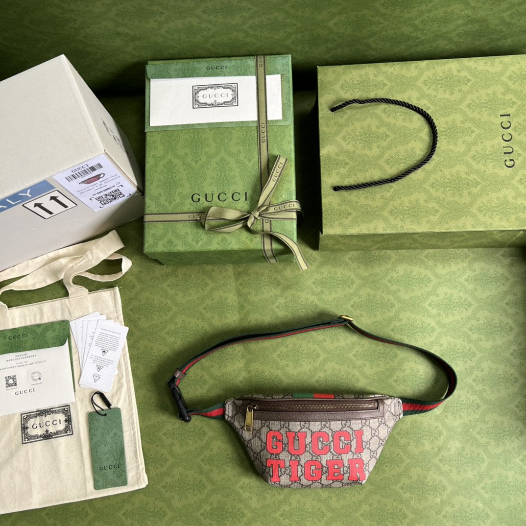 Gucci Tiger GG Belt Bag 23cm Brown