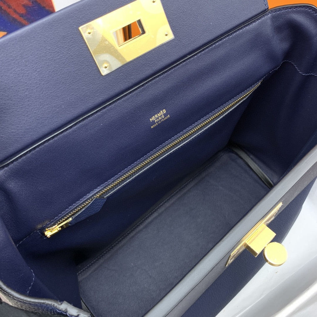 Hermes 24 24 29cm Noir Black Clémence Dark Blue