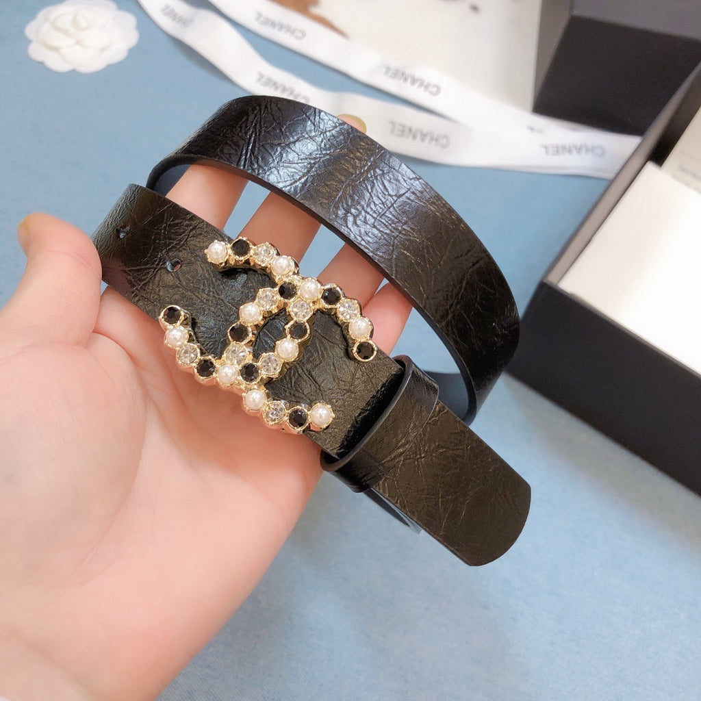 Chanel Belt With Beaded Buckle Brown