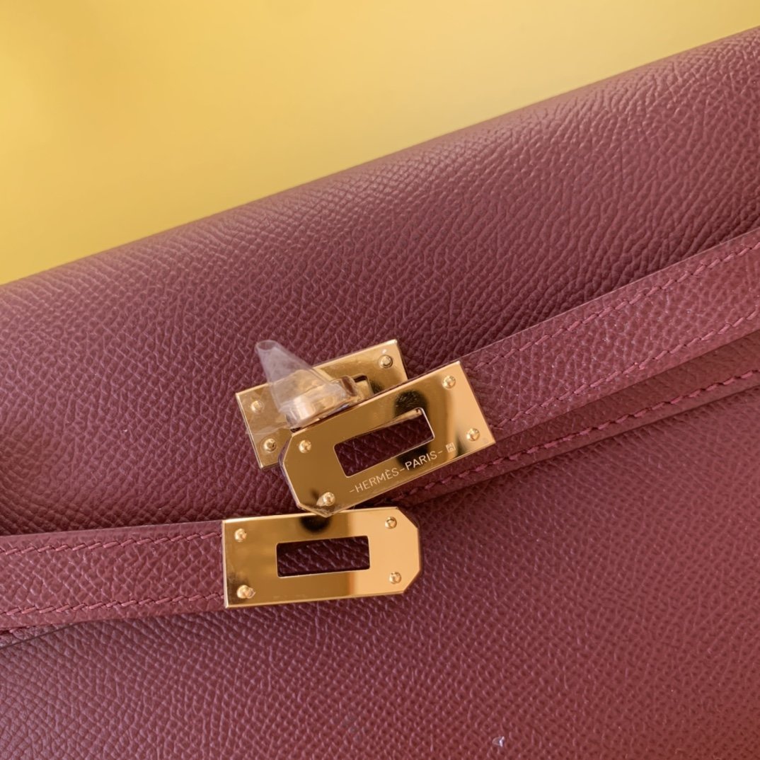 Hermes Kelly Togo Woc Crossbody Bag 21cm Red Wine