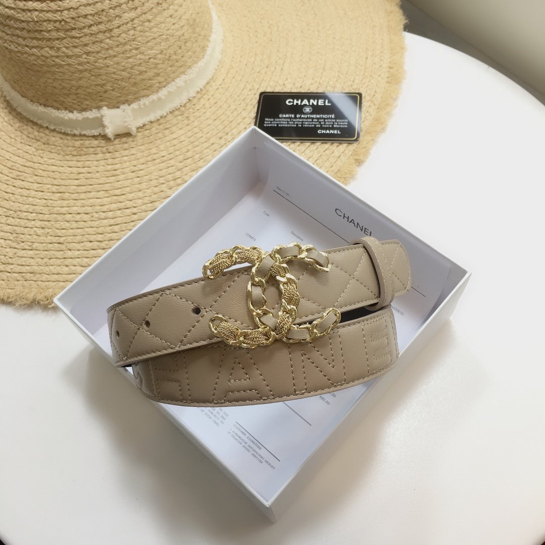 Chanel Belt With Double C Buckle Beige