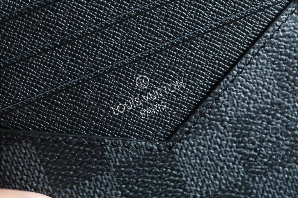 Louis Vuitton ID Card Holder Damier Graphite Canvas Black For Men, Men’s Wallet 13cm LV N60378