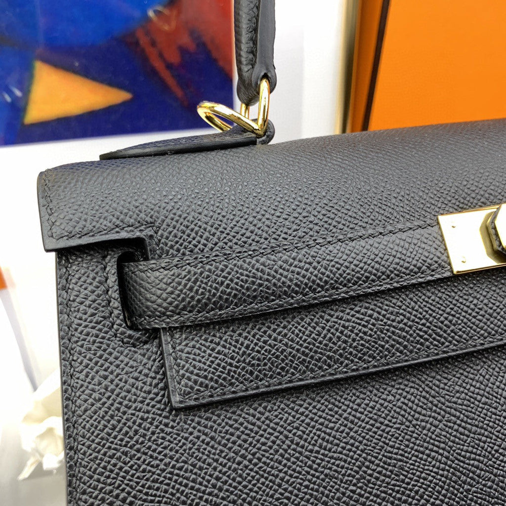 Hermes Kelly 28 Togo Gold Hardware Black