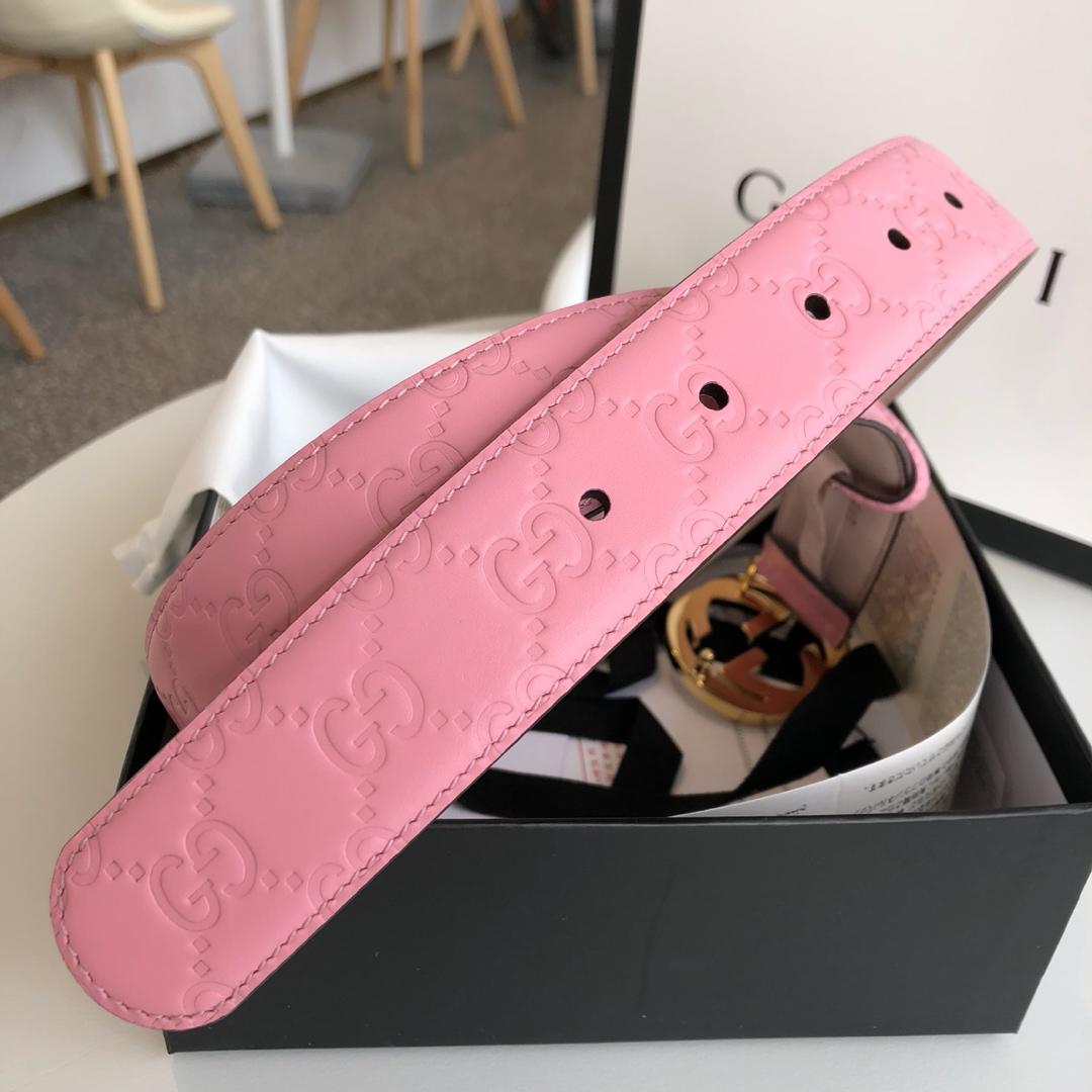 Gucci Belt With Double G Buckle Pink