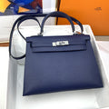 Hermes Kelly 28 Togo Silver Hardware Blue