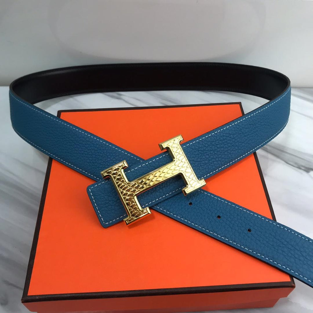 Hermes Quizz Touareg Belt Buckle & Reversible Leather Blue