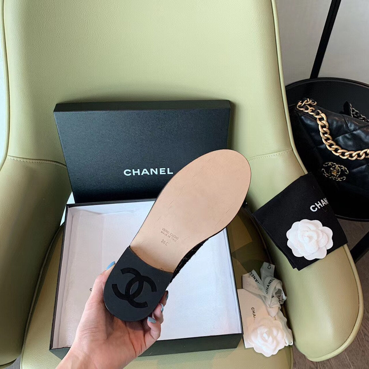 Chanel Tweed Lace Up Shoes Calfskin Leather Spring/Summer Collection Black