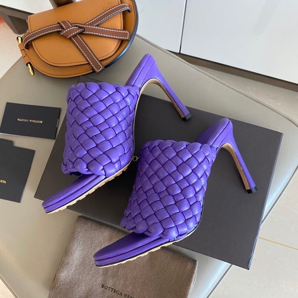 Bottega Veneta Curve Mules 9.5cm Heel Lambskin Leather Spring/Summer 2020 Collection, Purple