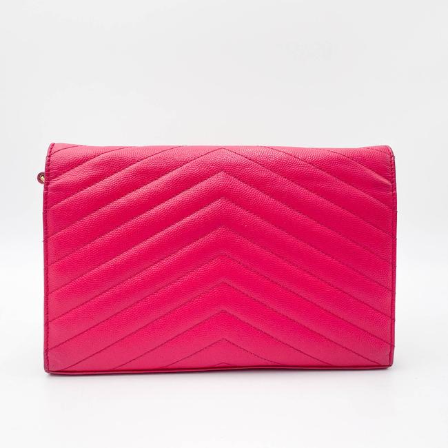 Saint Laurent Medium Wallet On A Chain Ghw Monogram Pink Leather Shoulder Bag