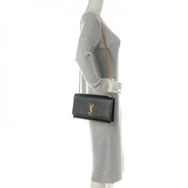 Saint Laurent Monogram Kate Grain De Poudre Medium Classic Satchel Black Leather Shoulder Bag
