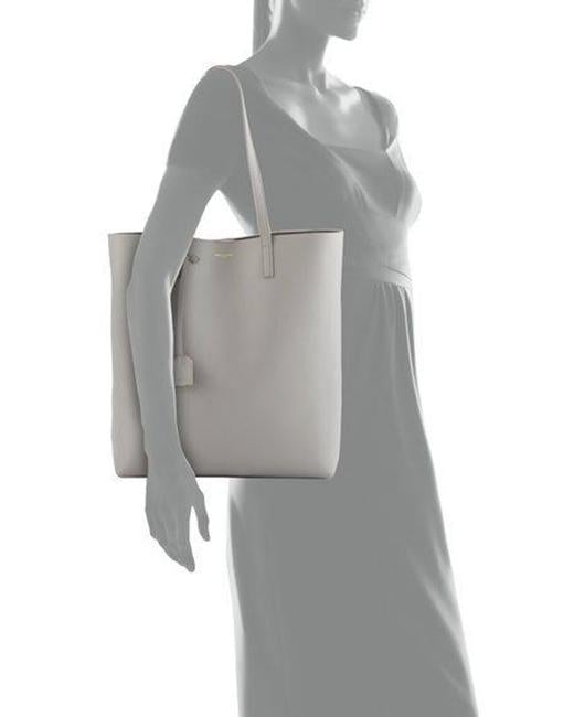 Saint Laurent Bag Shopping Calfskin Medium Light Grey Leather Tote