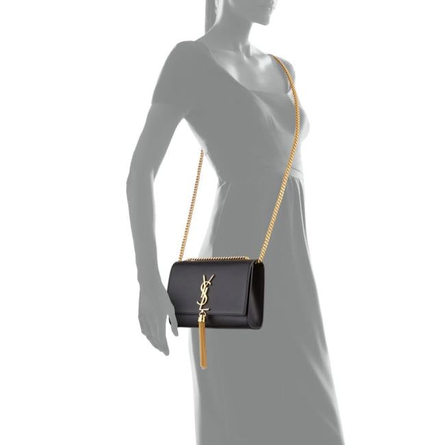 Saint Laurent Monogram Kate Small Smooth Calfskin Tassel On Chain Black Leather Shoulder Bag