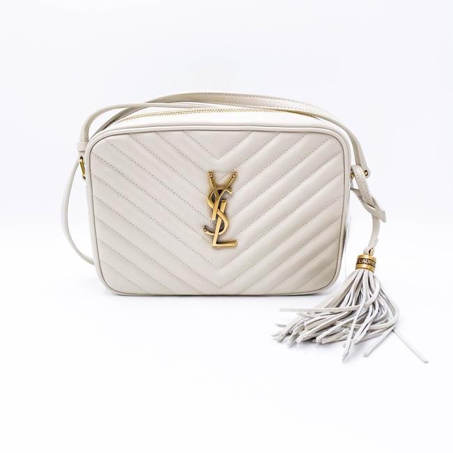 Saint Laurent Monogram Lou Camera Calfskin Matelasse Crema Soft White Leather Shoulder Bag