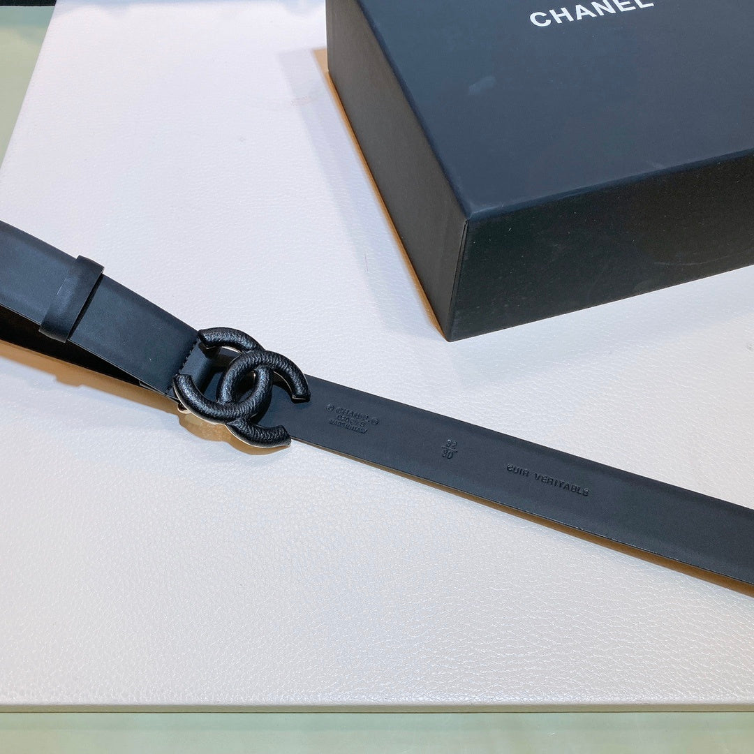 Chanel Belt With Double C Buckle Black